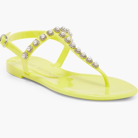 STUART WEITZMAN Neon Yellow Crystal Jelly Sandals - Picture 4 of 10